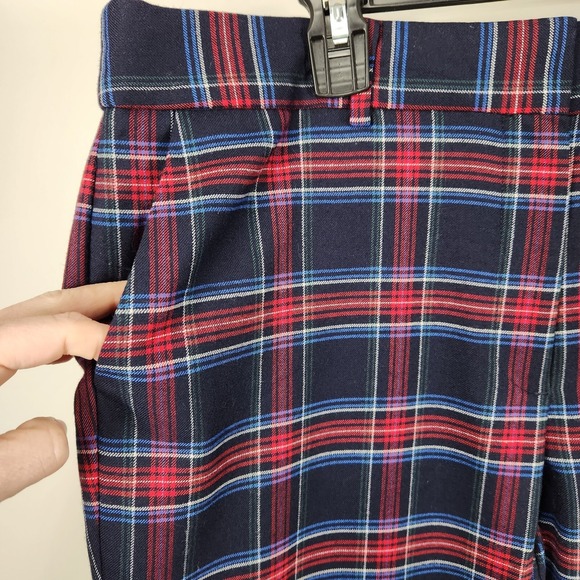Talbots Hampshire Ankle Pants Black Red Blue Check Plaid Wool Blend 12 Petite - Picture 5 of 9